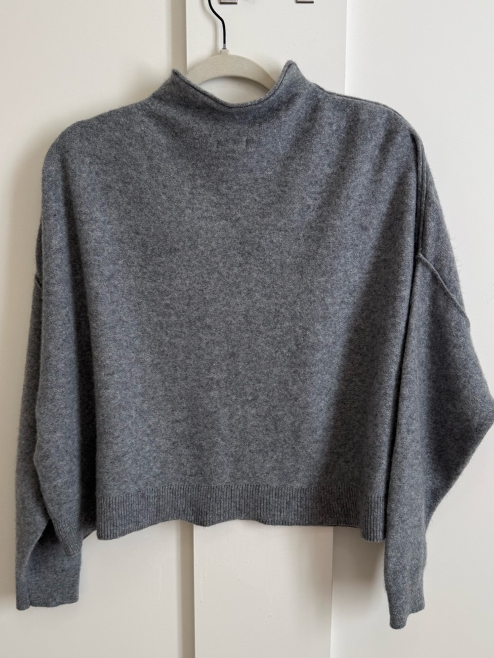 Anthropologie Pilcro Gray Alani Cashmere Sweater Plush Boxy Luxury Roll Neck - Picture 6 of 9